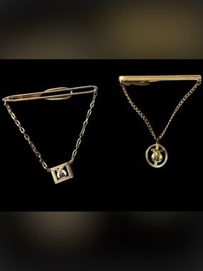 Vintage Shriner Tie Bars Hickok & Swank Gold Tone Masonic Lot of 2